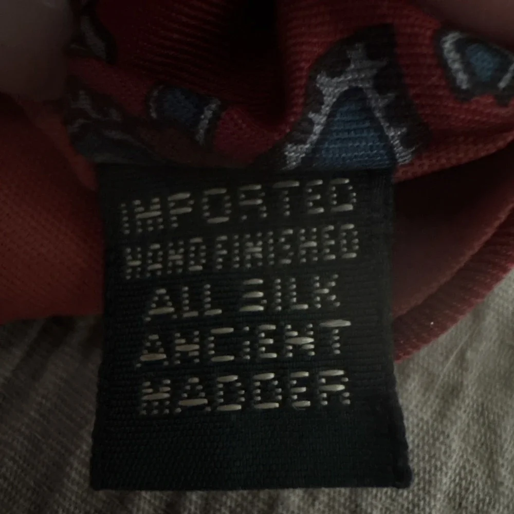 Bert Pulitzer Silk Tie Dk Red Ancient Madder Blue Grey Floral Paisley‎ VTG EUC